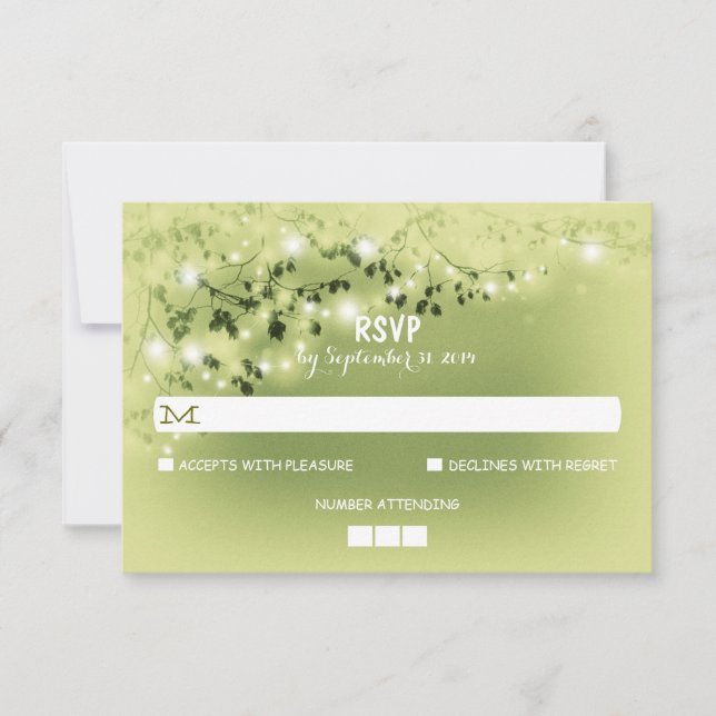 String Lights Rustic Wedding RSVP Cards (Front)