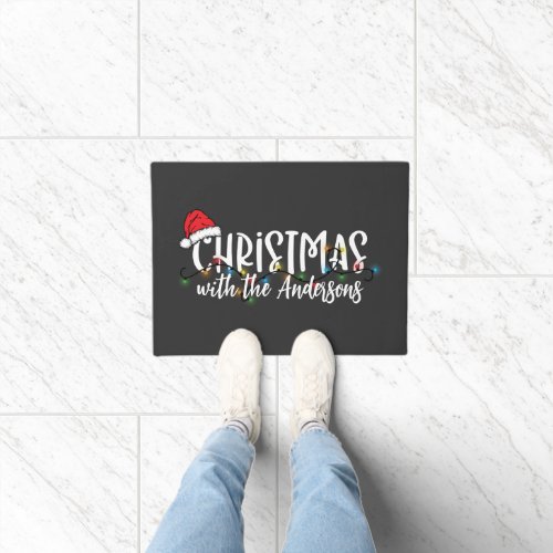 String Lights Santa Hat Christmas Doormat