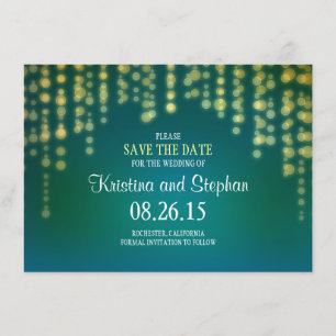 string lights SAVE THE DATE cards