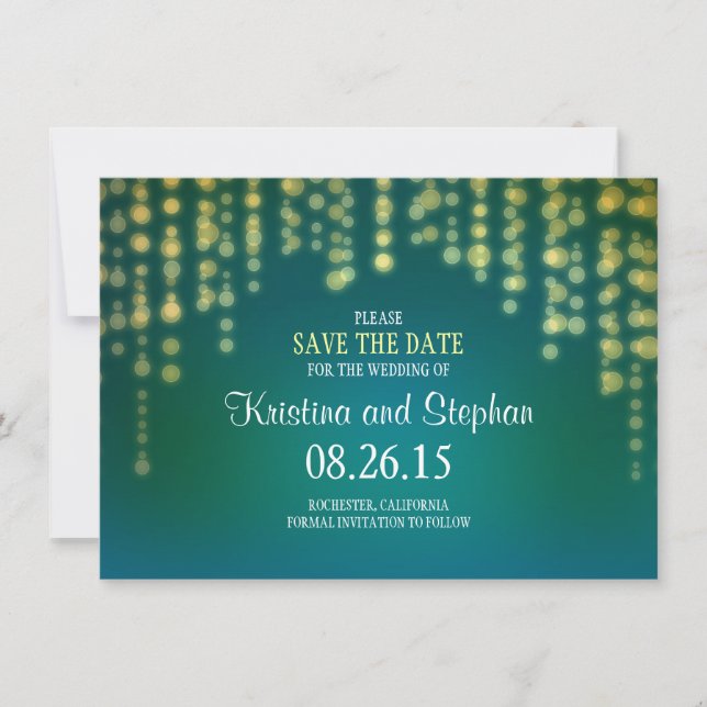 string lights SAVE THE DATE cards (Front)