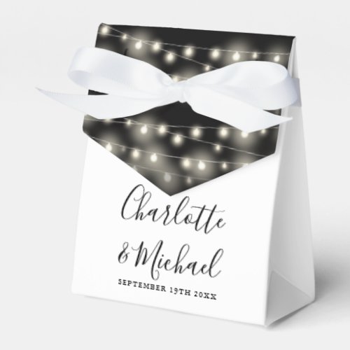 String Lights Signature Black And White Wedding  Favor Boxes
