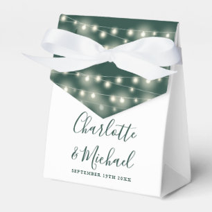 String Lights Signature Script Emerald Wedding Favor Boxes