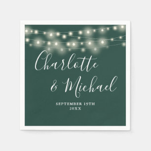 String Lights Signature Script Emerald Wedding Napkins