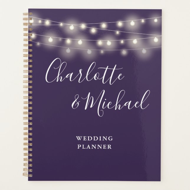 String Lights Signature Script Purple Wedding Planner (Front)
