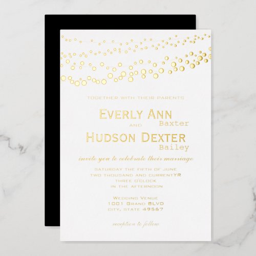 String Lights Simple Modern Gold Wedding    Foil Invitation