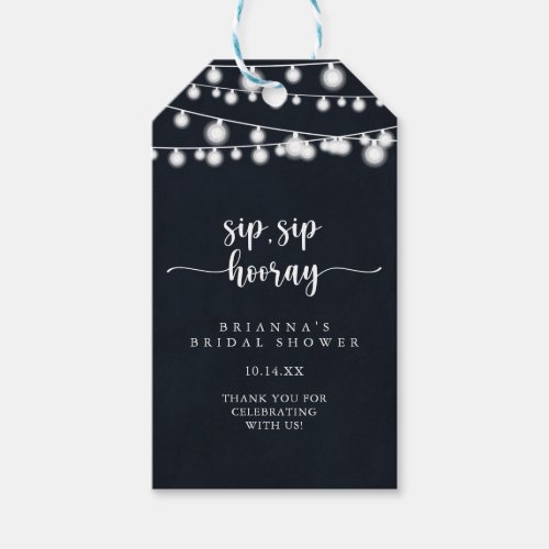 String Lights Sip Sip Hooray Bridal Shower   Gift Tags