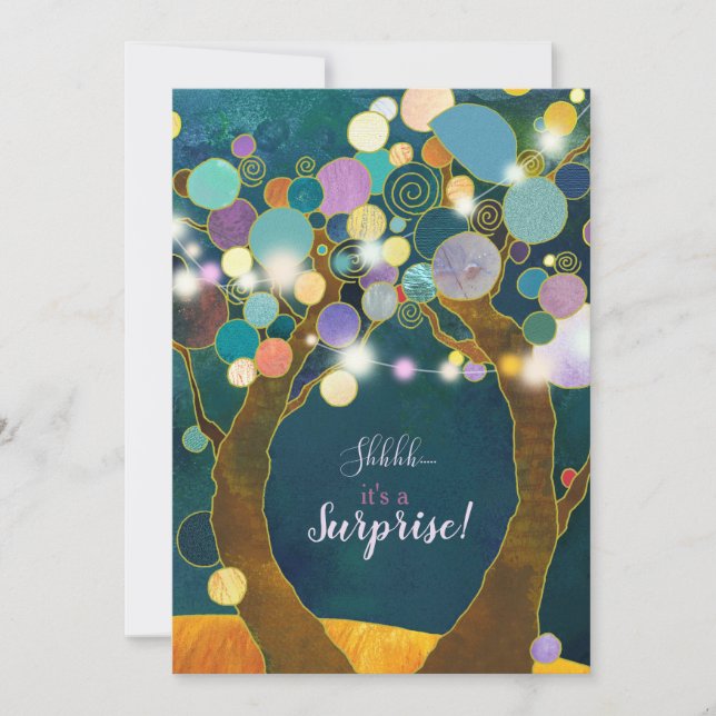 String Lights Surprise Birthday Party Invitation (Front)