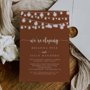 String Lights Terracotta Elopement Reception Invitation