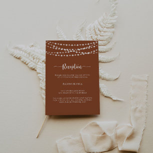 String Lights Terracotta Wedding Reception Enclosure Card