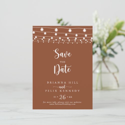 String Lights Terracotta Wedding  Save The Date