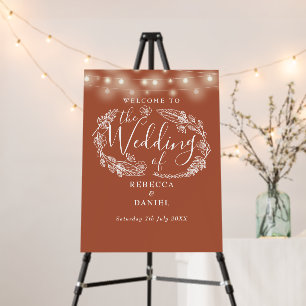String Lights Terracotta Wedding Welcome Sign
