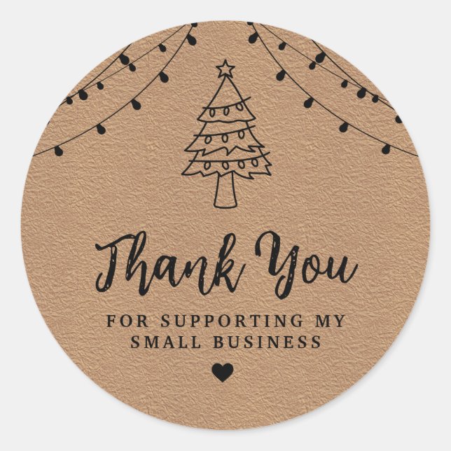 String Lights Thank you craft paper Classic Round  Sticker (Front)