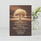 String Lights Tree Elegant Vintage Fall Wedding Invitation (Standing Front)