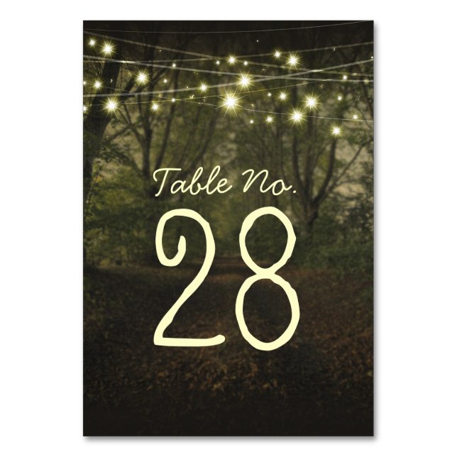 String lights tree path romantic table number card (Front)