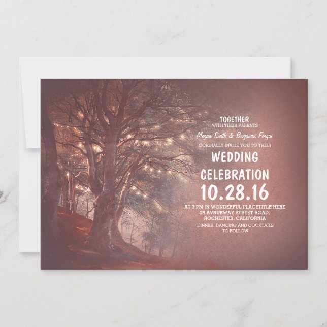 String Lights Tree Romantic Wedding Invitations (Front)