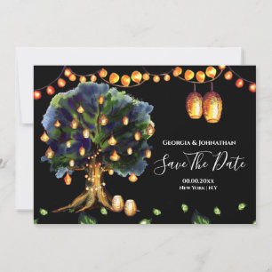String lights tree rustic country oriental lantern save the date