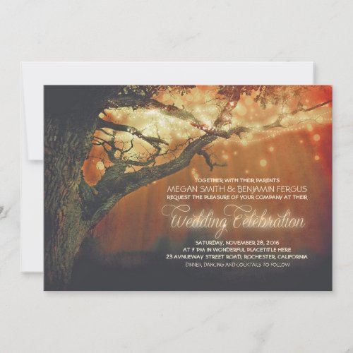 String Lights Tree Rustic Forest Wedding Invites