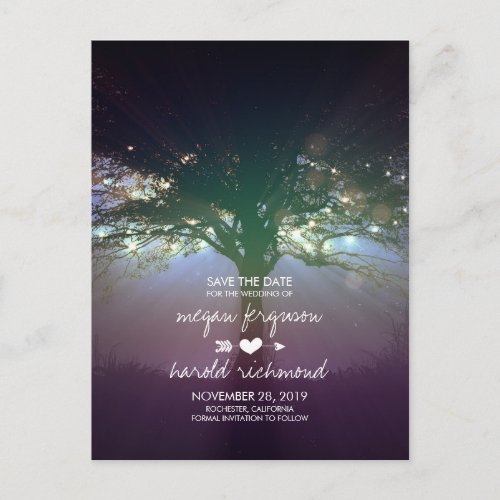 String Lights Tree Rustic Save the Date Announcement Postcard