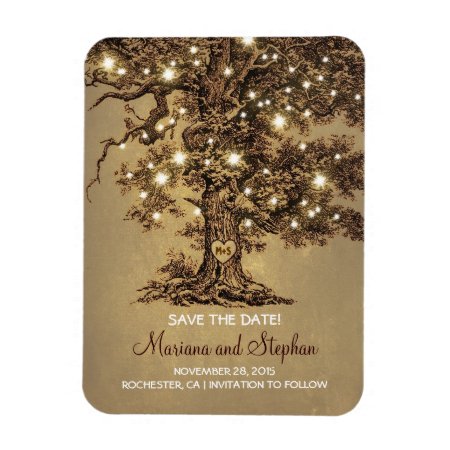 String Lights Tree Rustic Save The Date Magnet