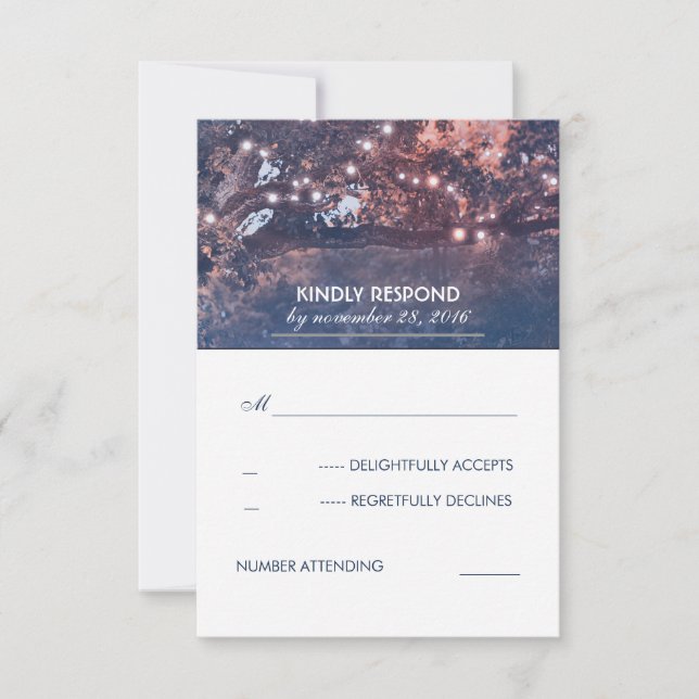 String Lights Tree Vintage Blue Rustic RSVP (Front)