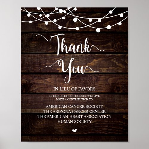 String Lights Wedding Donation Contribution Poster