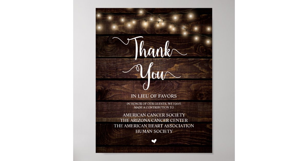 String Lights, Wedding Donation, Contribution Poster | Zazzle