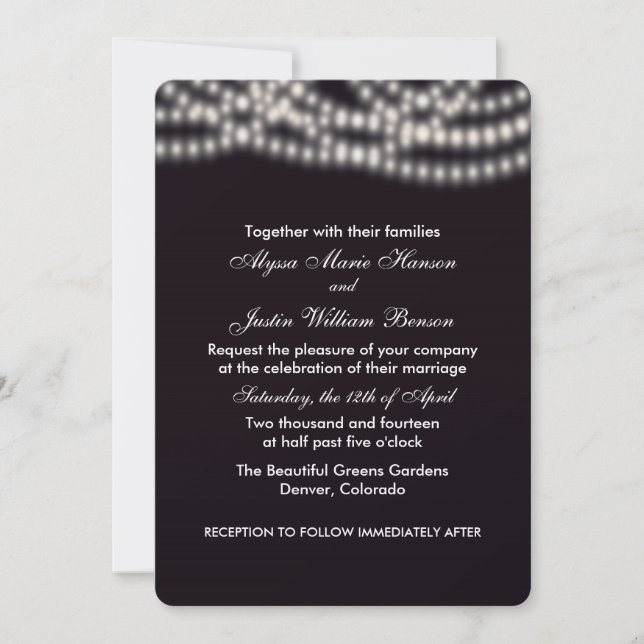 String Lights Wedding Invitation (Front)