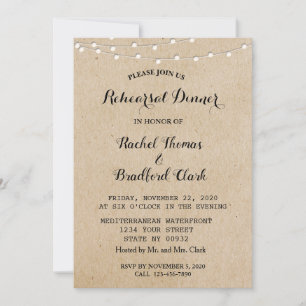 String Lights Wedding Rehearsal Dinner Custom Invitation