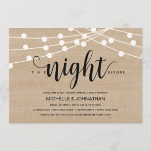 String lights wedding rehearsal dinner invitation