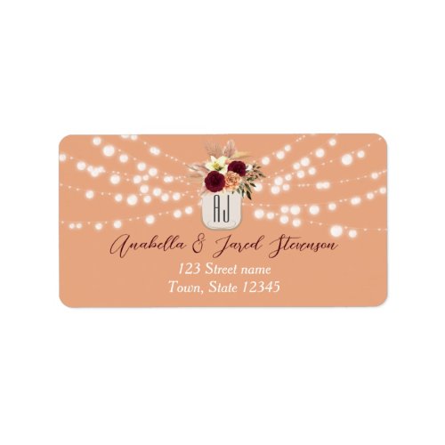 String Lights Wedding Return Address Label