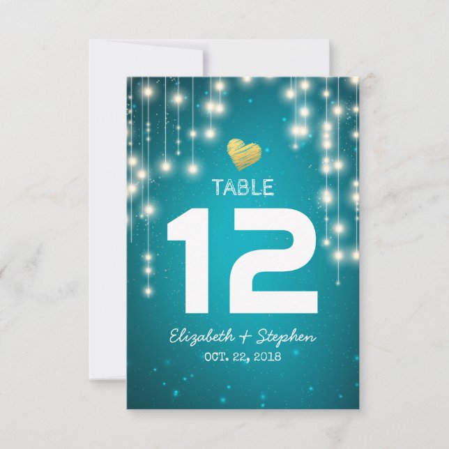 String Lights Wedding Seating Place Table Number (Front)