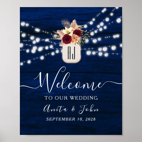 String Lights Wedding Welcome Poster