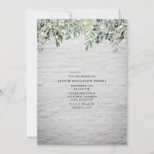 String Lights White Brick Botanical Generic Party Invitation