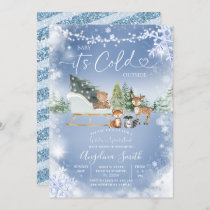 String Lights White Snowflake Tree Baby Shower In Invitation