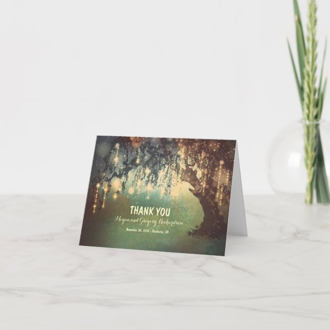 String Lights Willow Tree Wedding Thank You (Front)