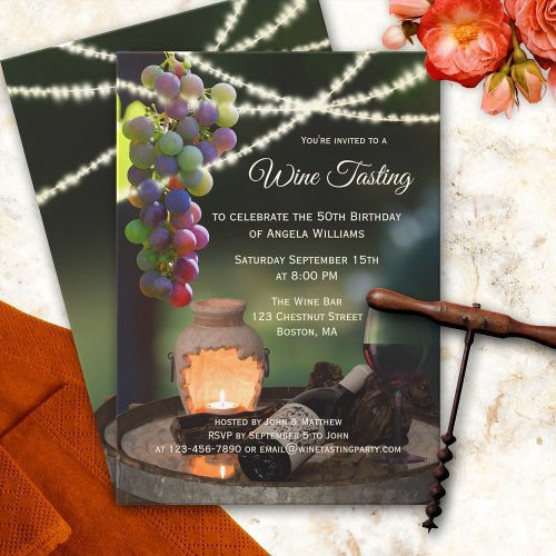 String Lights Wine Tasting Party Invitation
