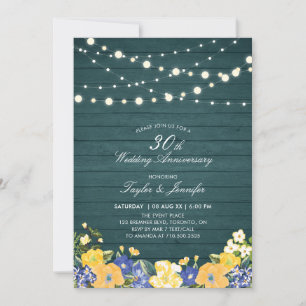 String Lights & Wood 30th Wedding Anniversary Invitation
