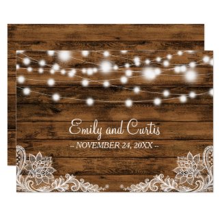 String Lights Wood and Lace Wedding Favor Card