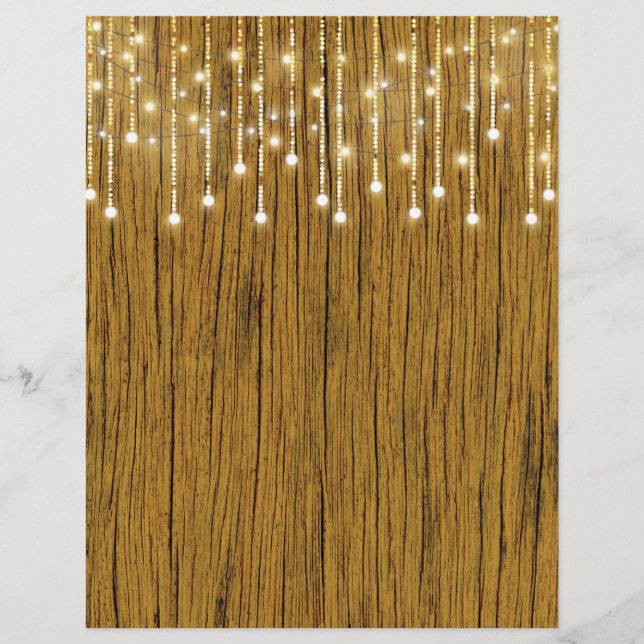 String Lights & Wood Grain Scrapbook Paper (Front)