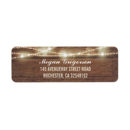 String Lights Wood Rustic Label