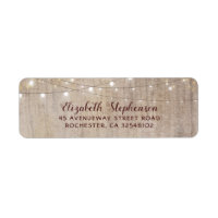 String Lights Wood Rustic Wedding Label