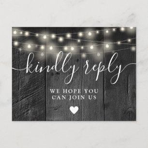 String Lights Wood Song Request RSVP Postcard