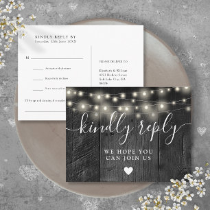 String Lights Wood Song Request RSVP Postcard