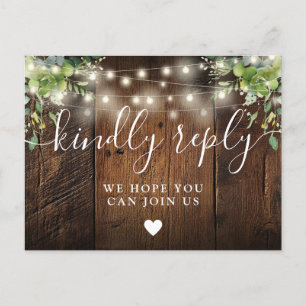 String Lights Wood Song Request RSVP Postcard