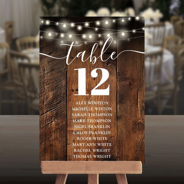 String Lights Wood Table Number Seating Chart (String Lights Wood Table Number Seating Chart)