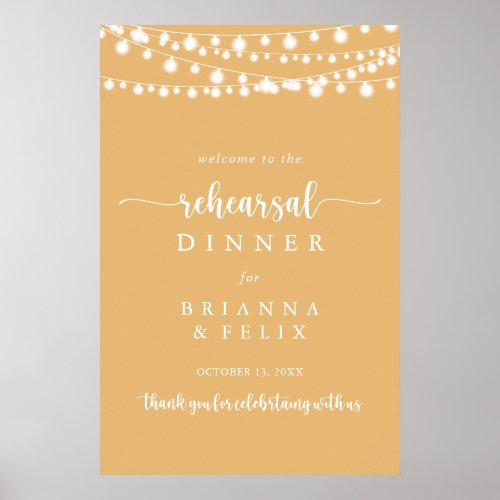  String Lights Yellow Rehearsal Dinner Welcome  Poster