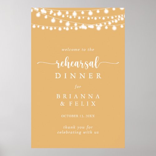String Lights Yellow Rehearsal Dinner Welcome  Poster