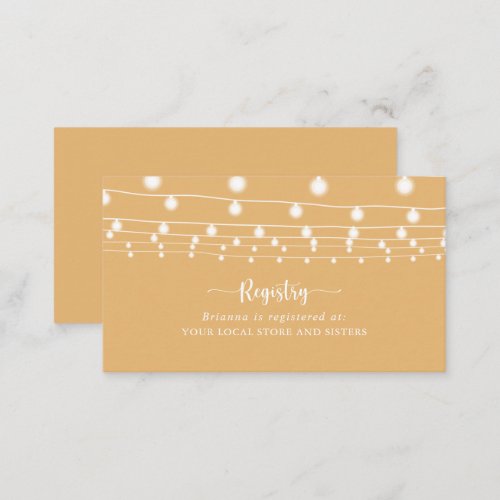 String Lights Yellow Wedding Gift Registry   Enclosure Card