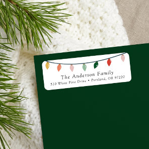 String of Christmas Light Bulbs Return Address Label