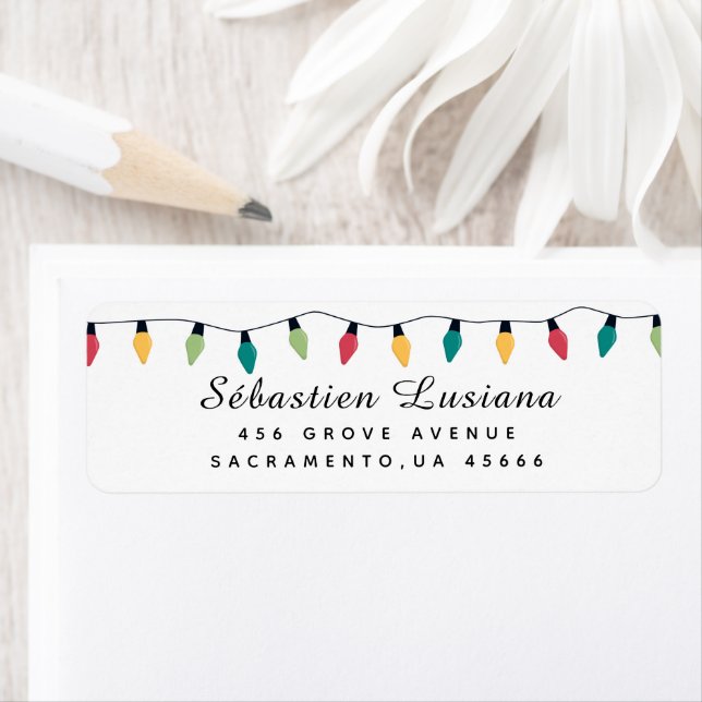 String of Christmas Light Bulbs Return Address Label (Insitu)